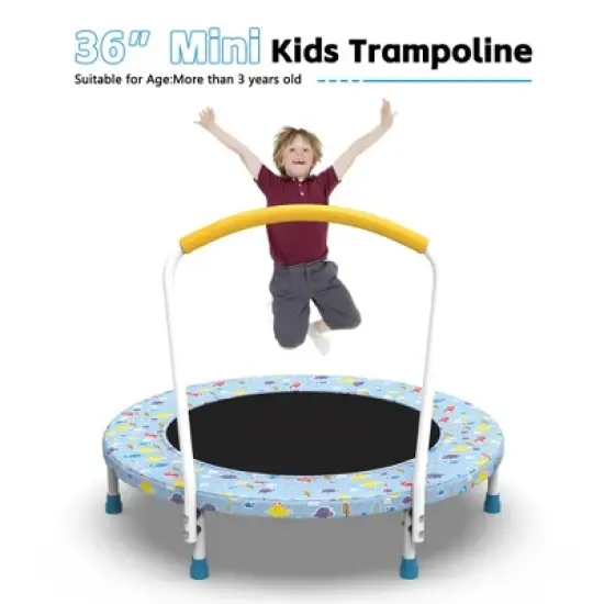 Jump Into Fun 36" Mini Indoor Quiet Kids Trampoline With Safety And Durable Steel Frame Recreational Trampoline For Fitness Workout Exercise image {2}