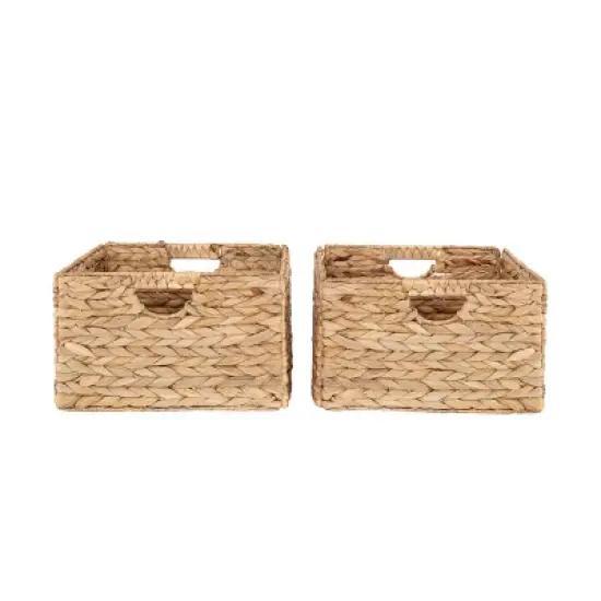 Seville Classics 2 pk 13.25" Natural Water Hyacinth Handwoven Storage Baskets image {6}