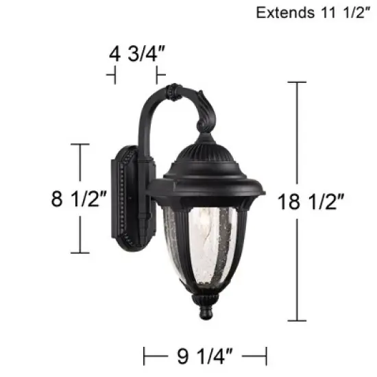 John Timberland Casa Sierra Rustic Vintage Outdoor Wall Light Fixture Black Downbridge 18 1/2" Clear Seedy Glass for Post Exterior Barn Deck House image {2}