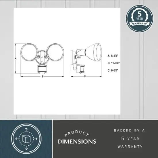 VAXCEL Motion Sensor Dusk to Dawn Outdoor Security Flood Light - 180 Degree Range - 70 Ft. image {6}