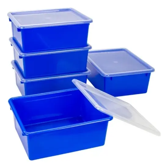 Storex Deep Storage Tray with Lid, Blue image {2}