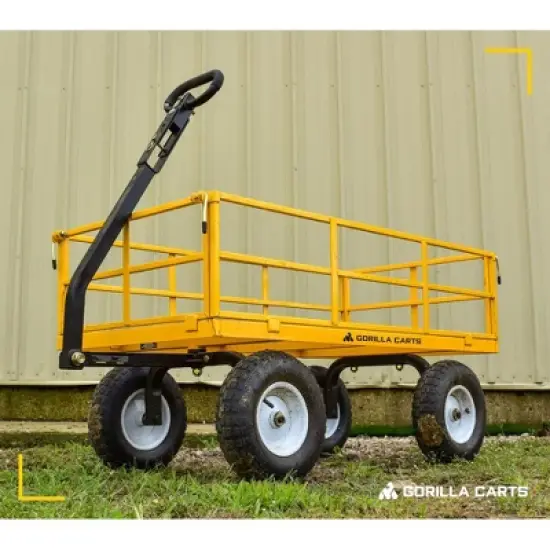 Gorilla Carts Heavy Duty Utility Cart, All Terrain Garden Wheelbarrow Wagon, 1200 Lb, Yellow - Gardening Equipment for Yard, Lawn, and Outdoor Use image {5}