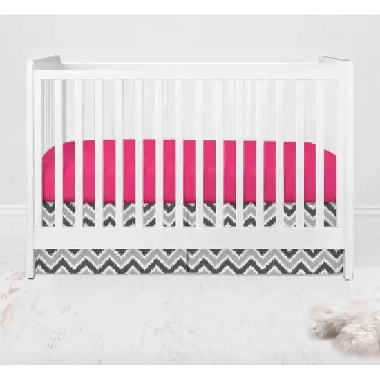 Bacati - Ikat Dots Leopard  Pink Grey Girls 3 pc Crib Set image {3}