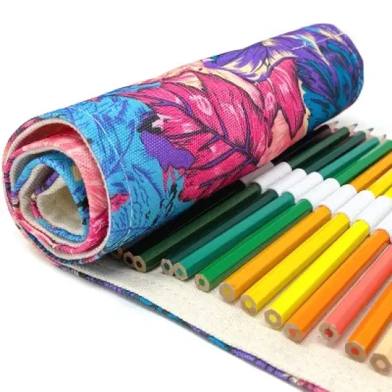 Wrapables Pencil Roll Organizer, Colored Pencil Wrap Pouch (72 slots), Vibrant Leaves image {5}