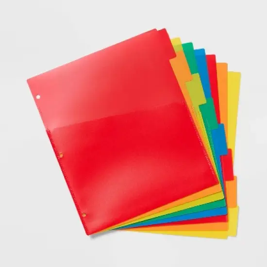 8ct Write-On Index Dividers with Pockets - up&up&trade;: Multicolor 3-Hole Punched Binder Accessories image {2}