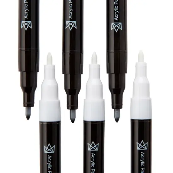 KINGART PRO Paint Pens Extra Fine Tip, Black & White 6 pc image {4}