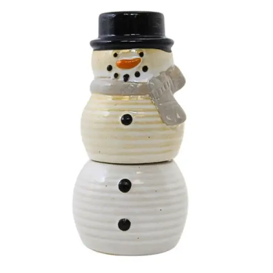 Primitives By Kathy 4.5 Inch Snowman Salt And Pepper Shaker Christmas Salt And Pepper Shaker , Top Hat Seasoning (1PC) image {3}