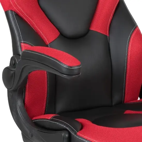 BlackArc Gamma Gaming Desk & Chair Set - Black & Red High Back Gaming Chair with Flip-Up Arms; Desk with Detachable Headphone Hook/Cupholder image {10}