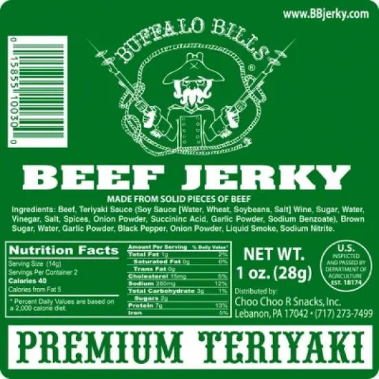 Buffalo Bills 1oz Premium Teriyaki Beef Jerky Packs 12-Count (beef jerky made from top round) image {2}