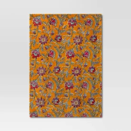 Oversized Printed Floral Primalush Throw Blanket Gold - Threshold&trade; image {2}