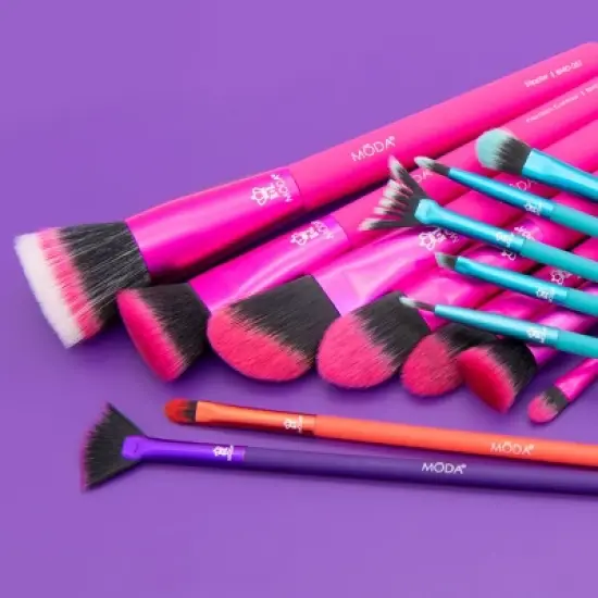 MODA Brush Ultimate Originals 14pc Makeup Brush Kit, Includes Stippled, Foundation, and Pointed Liner Makeup Brushes image {3}