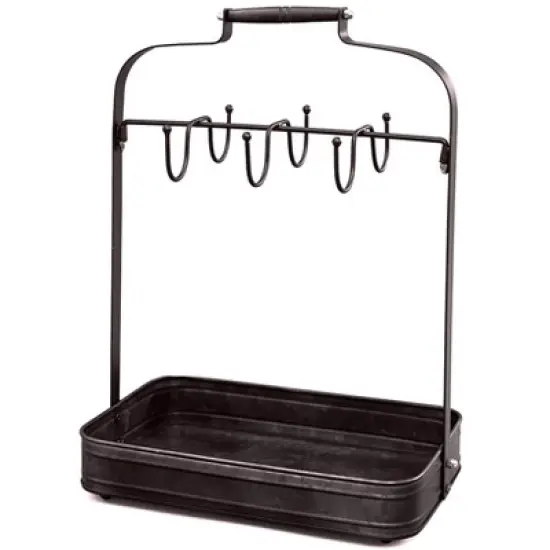 The Lakeside Collection Farmhouse Coffee Mug Rack Tray Kitchen Organizer Decor Black image {1}