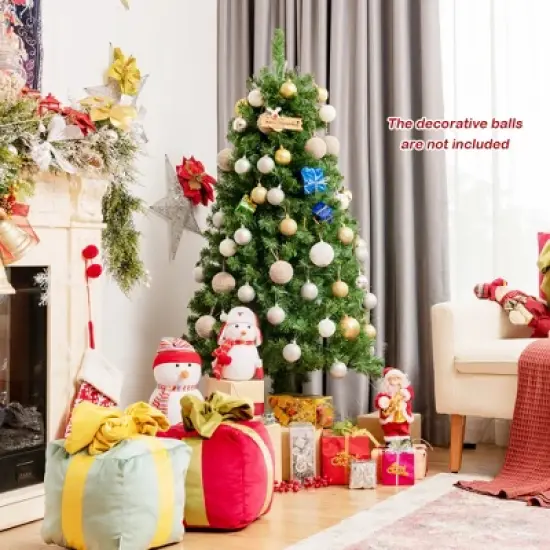 Costway 5/6/7 ft Pre-lit Fiber Optic PVC Artificial Christmas Tree with 449/617/820 Branch Tips image {2}