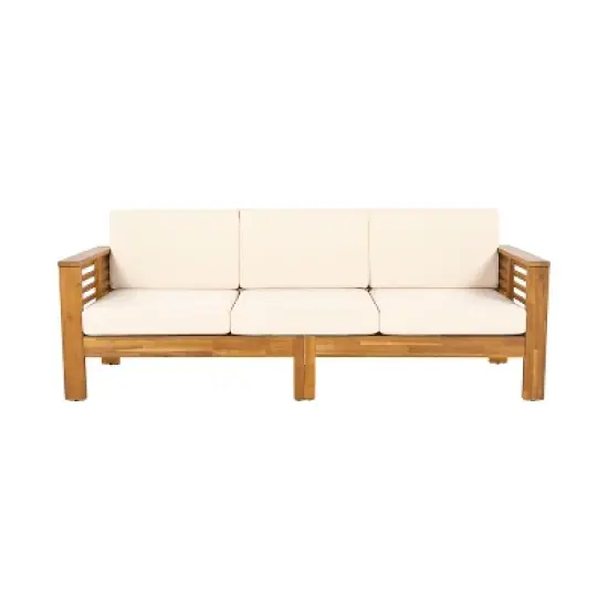Christopher Knight Home Nolan Outdoor Shutter-styled Paneling Acacia Wood Seating Set with Cushions image {5}