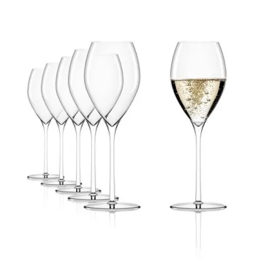 Stolzle Lausitz Set of 6 14.25oz Fino French Glasses Champagne: Crystal, Lead-Free, Dishwasher-Safe Flutes, 9.75" Height image {4}