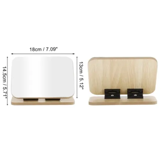 Unique Bargains Horizontal Desktop Cosmetic MirrorWood Color 1 Pc image {1}