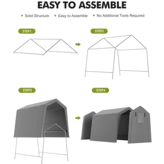 Outdoor Storage Shed, Portable Garage with Roll-up Door, Outdoor Heavy-Duty Motorcycle Storage Tent, UV-Resistant Waterproof Carport image {2}