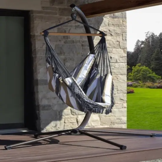 The Hamptons Collection 72&rdquo; Grey Brazilian Style Hammock Chair with a Hanging Bar image {2}