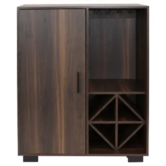 Sunnydaze Indoor Lavina Wine Cabinet with Glass and Bottle Storage Shelves - Coffee Brown image {4}