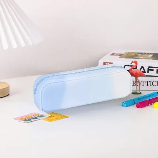 Boersma Blue Pencil Case &ndash; Large Capacity Waterproof Silicone Pen Pouch, Aesthetic Stationery Organizer for School, Office, Teen Boys & Girls image {4}