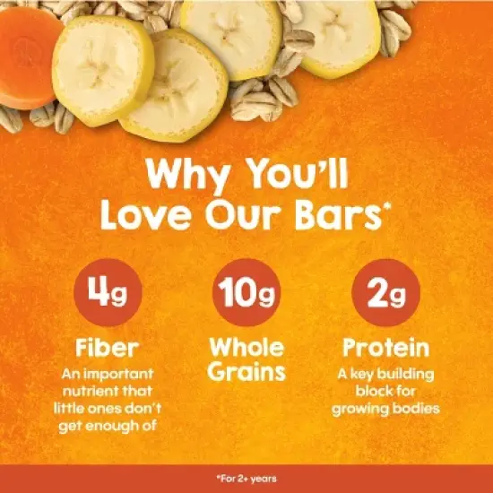 HappyTot Fiber & Protein Organic Bananas and Carrots Soft-Baked Oat Bar - 5ct/0.88oz Each image {15}