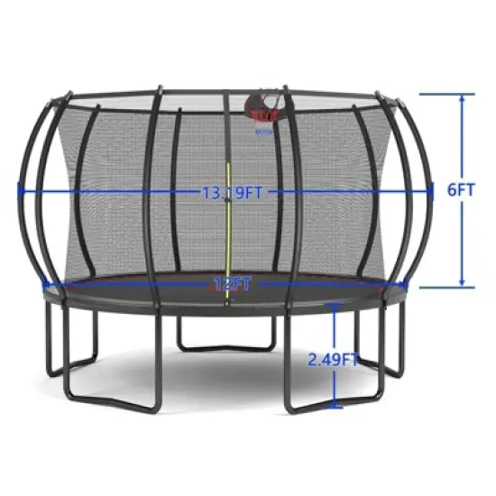 HFYee 8/12/14FT Starter Trampoline Kit Soft Basketball Board & Inflator for Ages 4+ Blue Safety Net image {5}
