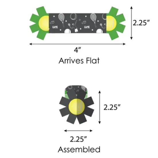 Big Dot of Happiness You Got Served - Tennis - Baby Shower or Tennis Ball Birthday Party Paper Napkin Holder - Napkin Rings - Set of 24 image {6}