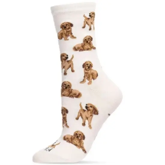 Memoi Golden Retriever Bamboo Blend Crew Socks image {5}