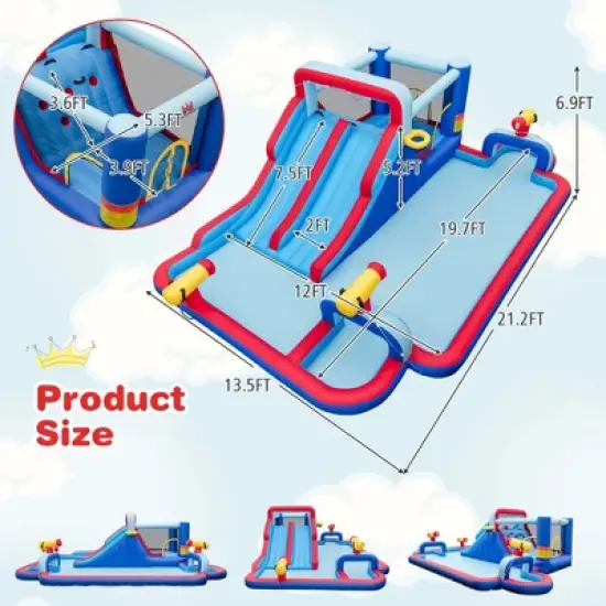 Costway Inflatable Water Slide Park Kids Bounce House Climbing Jumping without Blower image {3}