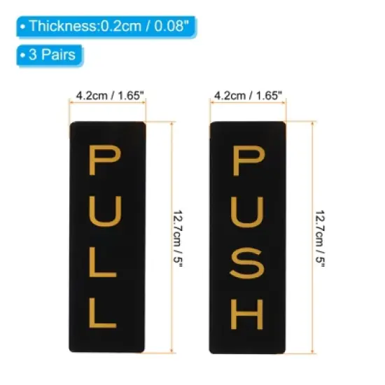 Unique Bargains Acrylic Self-Adhesive Decor Home Business Push Pull Door Sign 3 Pairs image {1}