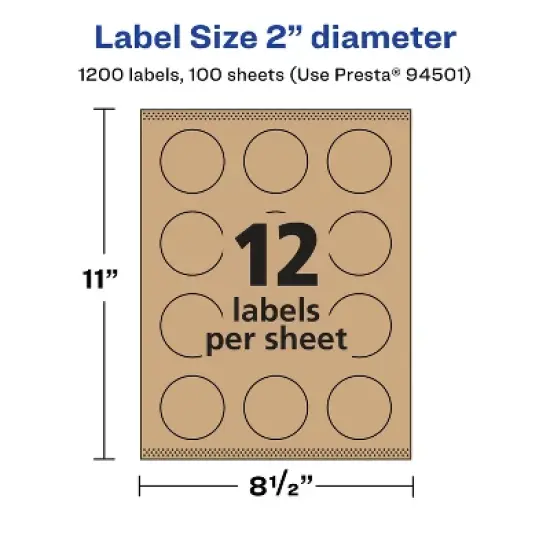 Avery Kraft Brown Round Labels with Sure Feed, 2" diameter image {4}