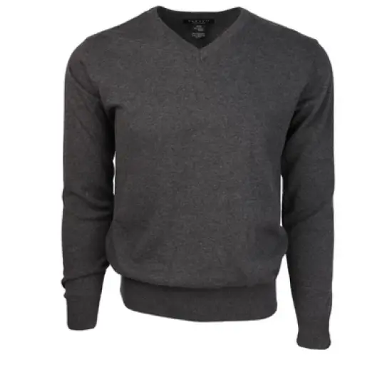 Men's Modern Fit Solid V-neck Cotton Sweater image {4}