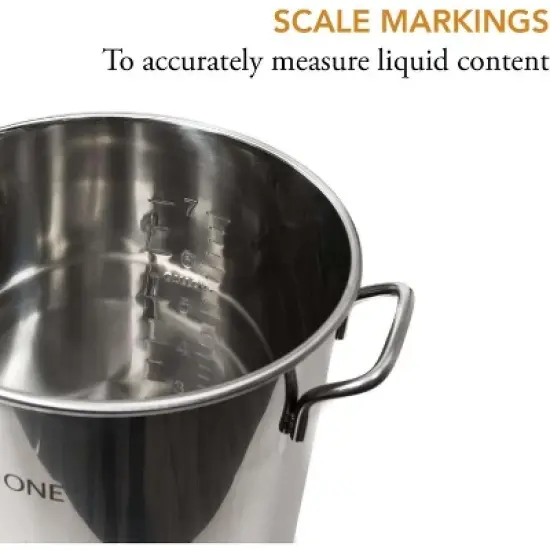 GasOne 8 Gallon Stainless Steel Home Brew Kettle Pot Pre Drilled 4 PC Set with Tri Ply Bottom, Stainless Steel Lid, Thermometer, Ball Valve Spigot image {1}