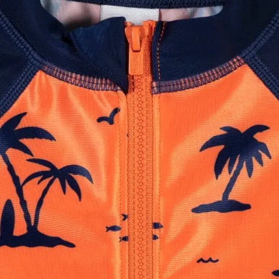 Gerber Baby & Toddler Boys' One-Piece Long Sleeve Rash Guard Swimsuit UPF 50+ image {2}