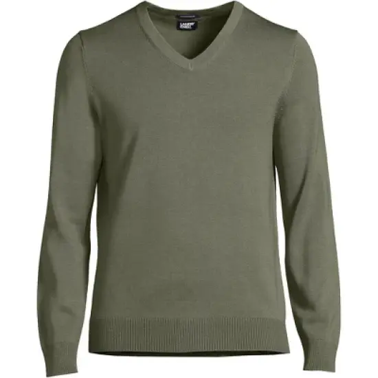 Lands' End Men's Classic Fit Fine Gauge Supima Cotton V-neck Sweater image {10}
