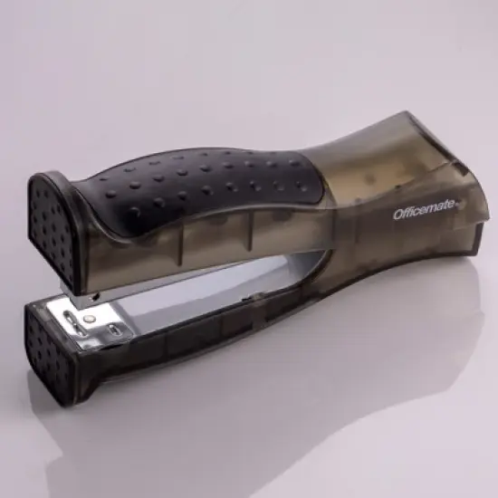 Officemate&reg; Full-Strip Plastic Transparent Stand-Up Stapler, Black image {2}