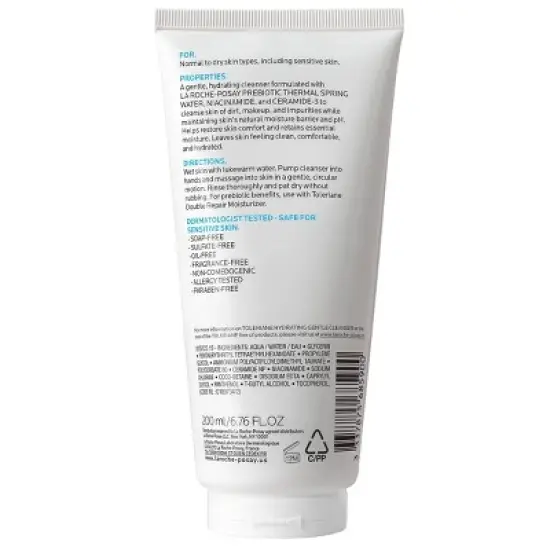 La Roche Posay Toleriane Hydrating Gentle Face Wash with Ceramide for Normal to Dry Sensitive Skin - 6.7 fl oz image {1}