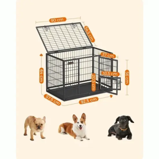 Feandrea Heavy-Duty Dog Crate, Metal Dog Kennel and Cage with Removable Tray, for Small and Medium Dogs image {3}