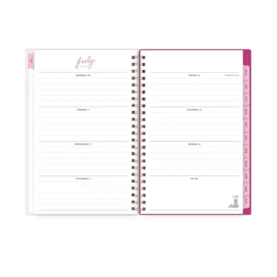 Blue Sky 5"x8" 2025-2026 Travel Write Draw Wirebound Weekly/Monthly Planner Clear Cover Pom Pink image {4}