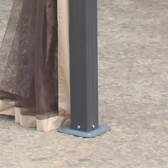 Outsunny Hardtop Polycarbonate Gazebo Canopy Aluminum Frame Pergola with Top Vent and Netting for Garden, Patio, Grey image {4}