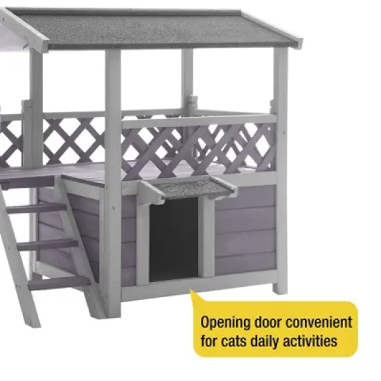 Aivituvin Outdoor/ Indoor Two Story Cat House(Inner space 5.2 ft&sup2;)-AIR09-B image {7}