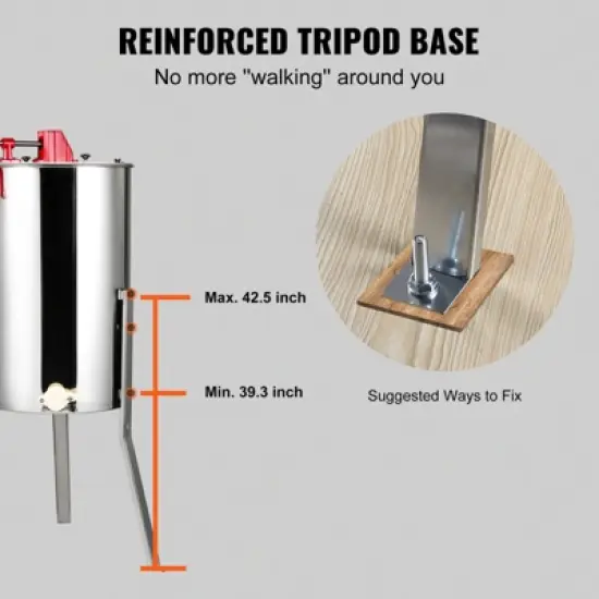 VEVOR Manual Honey Extractor, 3 Frames Honey Spinner Extractor, Stainless Steel Beekeeping Extraction, Honeycomb Drum Spinner with Lid image {5}