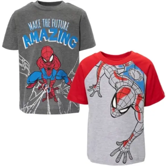 Marvel Avengers Spider-Man Miles Morales Iron Man Captain America Black Panther 2 Pack T-Shirts Toddler to Little Kid  image {7}