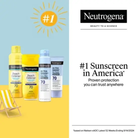 Neutrogena Ultra Sheer Sunscreen Spray, SPF 70, 5oz image {6}