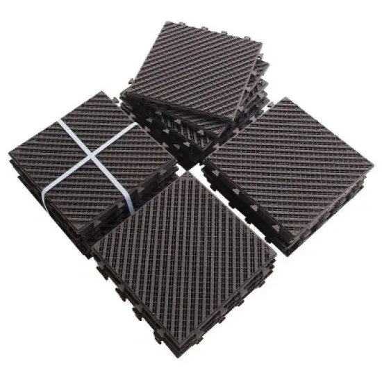 CLIHOME 12"x12" Square Composite Decking Tiles, Four Slat Plastic Outdoor Interlocking Deck Tiles(Pack of 36) image {5}