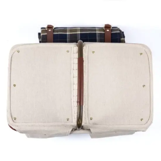 Natural Canvas Picnic Basket - Picnic Time: Wicker, Off-White, Easy-Close Fastener, Solid Pattern, 17.5" x 15" x 10" image {8}