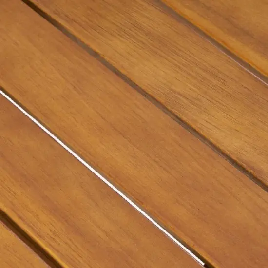 GDFStudio Parker Outdoor Acacia Wood Slat Top Circular Side Table, Teak image {4}