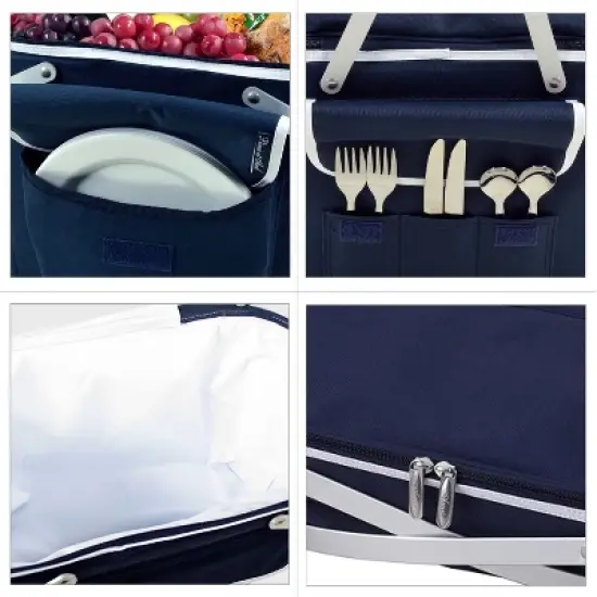 NCAA Clemson Tigers Four Person Folding Soft Sided Cooler Basket with Four Person Picnic Set image {4}