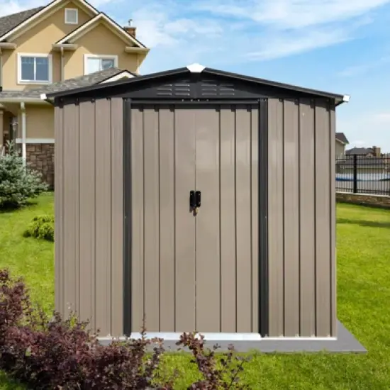 4x6FT Outdoor Storage Sheds, Utility Tool Storage Shed With Sloped Roof Design And Sliding Door, Waterproof Roof Design Garden Storage House image {5}