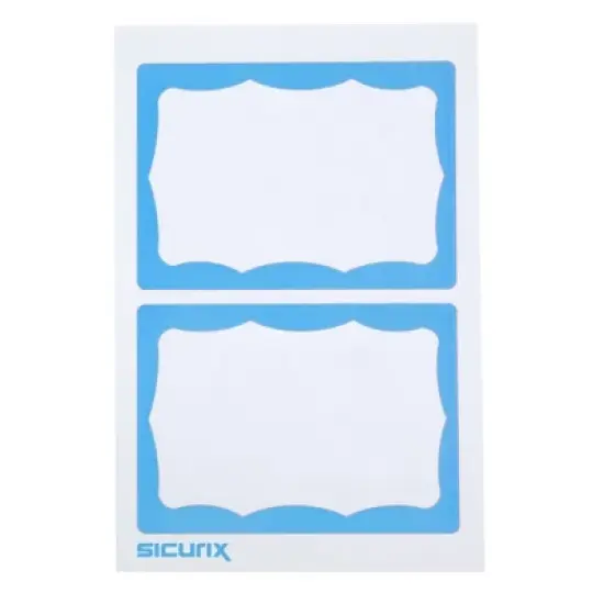 SICURIX Adhesive Badges, Blue Border, 100 Per Pack, 6 Packs image {1}